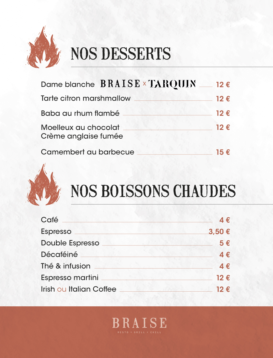 Carte desserts